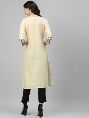 Off-white printed rayon kurtas-and-kurtis 3