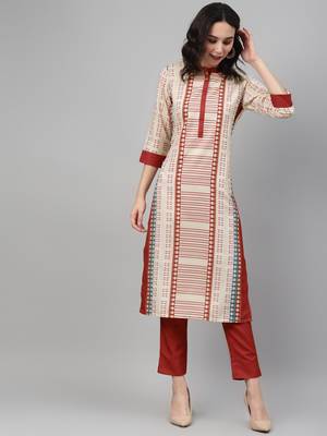 Red printed rayon kurtas-and-kurtis 1