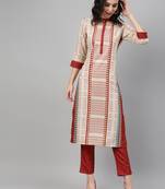 Red printed rayon kurtas-and-kurtis