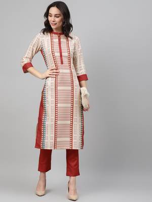 Red printed rayon kurtas-and-kurtis 5