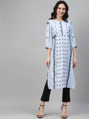 Blue printed rayon kurtas-and-kurtis 1
