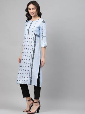 Blue printed rayon kurtas-and-kurtis 2