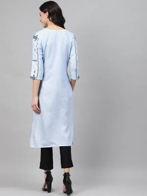 Blue printed rayon kurtas-and-kurtis 3
