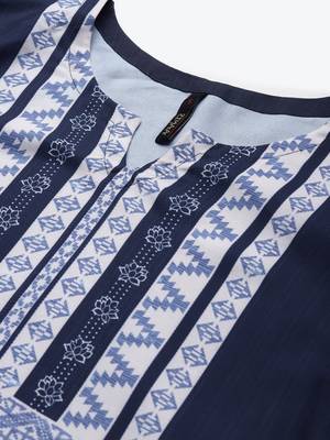 Navy-blue printed rayon kurtas-and-kurtis 4
