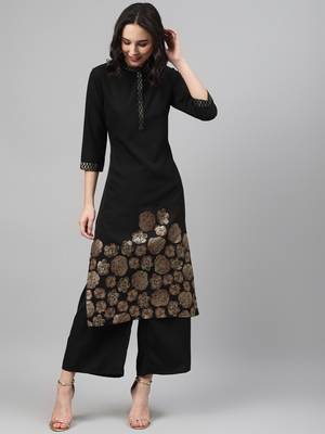 Black printed crepe kurtas-and-kurtis 1