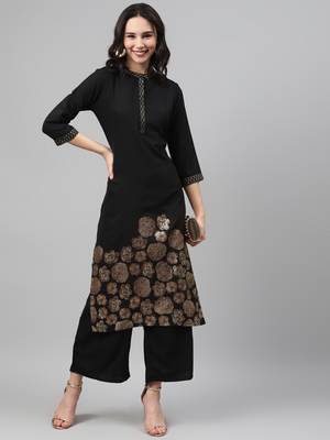 Black printed crepe kurtas-and-kurtis 5