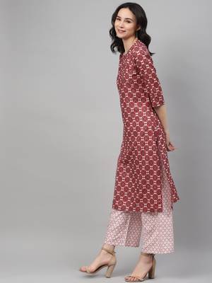Maroon printed rayon kurtas-and-kurtis 2