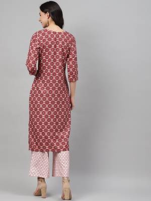Maroon printed rayon kurtas-and-kurtis 3
