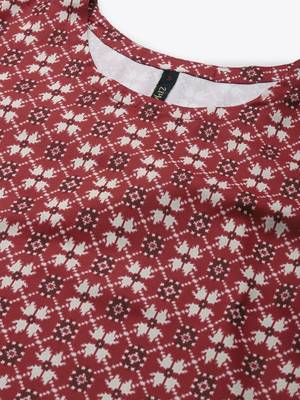 Maroon printed rayon kurtas-and-kurtis 4