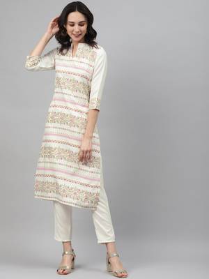 Off-white printed rayon kurtas-and-kurtis 1