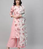 Pink printed rayon kurtas-and-kurtis
