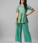 Green printed rayon kurtas-and-kurtis