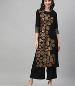 Black printed crepe kurtas-and-kurtis