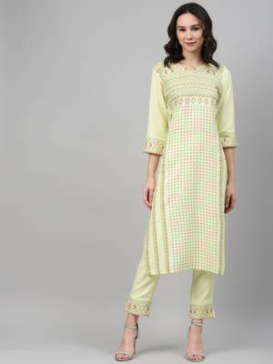 Yellow printed rayon kurtas-and-kurtis 1