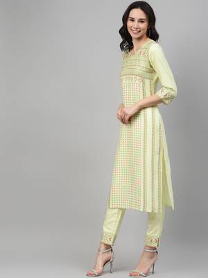 Yellow printed rayon kurtas-and-kurtis 2