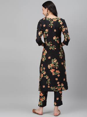Black printed rayon kurtas-and-kurtis 3