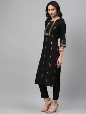 Black printed rayon kurtas-and-kurtis 2
