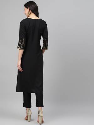 Black printed rayon kurtas-and-kurtis 3