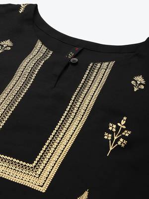 Black printed rayon kurtas-and-kurtis 4