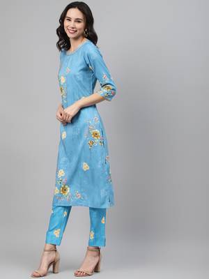 Blue printed rayon kurtas-and-kurtis 2