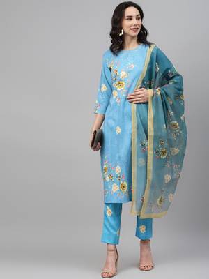 Blue printed rayon kurtas-and-kurtis 5