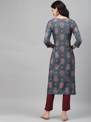 Grey printed rayon kurtas-and-kurtis 3