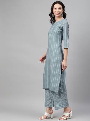 Grey printed rayon kurtas-and-kurtis 2