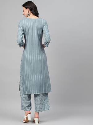 Grey printed rayon kurtas-and-kurtis 3