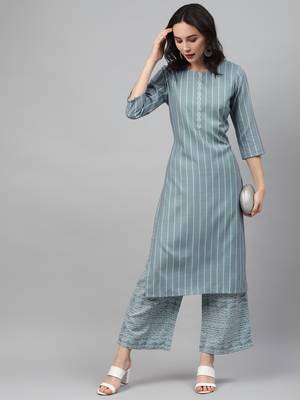 Grey printed rayon kurtas-and-kurtis 5