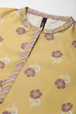 Yellow printed rayon kurtas-and-kurtis 4