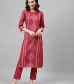 Red printed rayon kurtas-and-kurtis