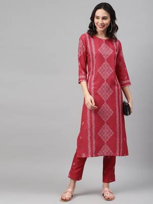 Red printed rayon kurtas-and-kurtis 5