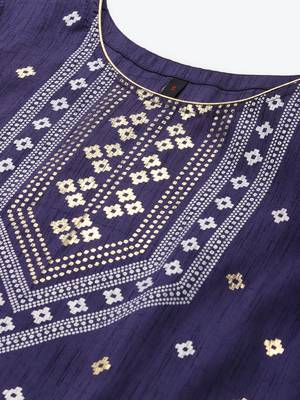 Blue printed art silk kurtas-and-kurtis 4