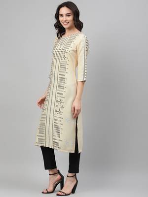 Off-white printed rayon kurtas-and-kurtis 2