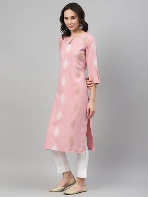 Pink printed rayon kurtas-and-kurtis 2