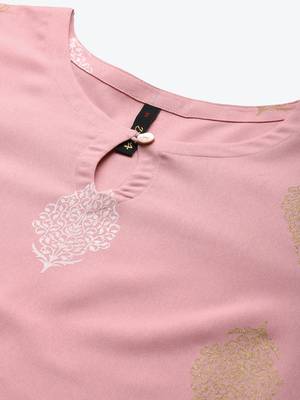 Pink printed rayon kurtas-and-kurtis 4