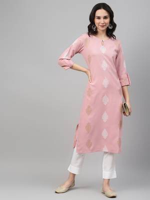 Pink printed rayon kurtas-and-kurtis 5