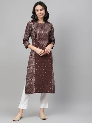 Maroon printed rayon kurtas-and-kurtis 1