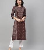 Maroon printed rayon kurtas-and-kurtis