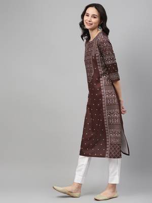Maroon printed rayon kurtas-and-kurtis 2