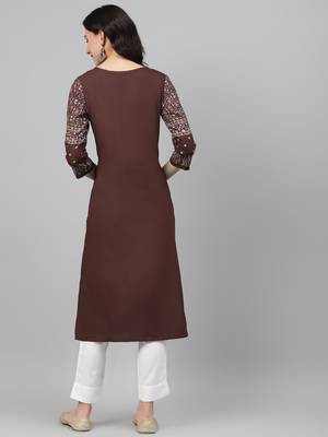 Maroon printed rayon kurtas-and-kurtis 3