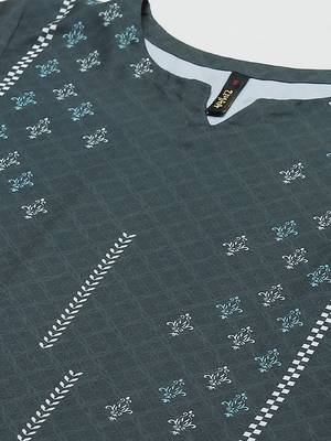 Teal printed rayon kurtas-and-kurtis 4