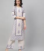White printed rayon kurtas-and-kurtis