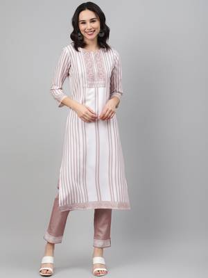 Off-white printed rayon kurtas-and-kurtis 1