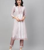 Off-white printed rayon kurtas-and-kurtis
