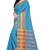 Sky blue printed cotton silk saree with blouse