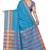 Sky blue printed cotton silk saree with blouse