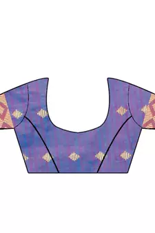 Sky blue printed cotton silk saree with blouse