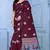Maroon printed jacquard saree with blouse