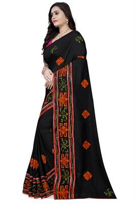 Black embroidered georgette saree with blouse 2